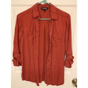 Express red button up